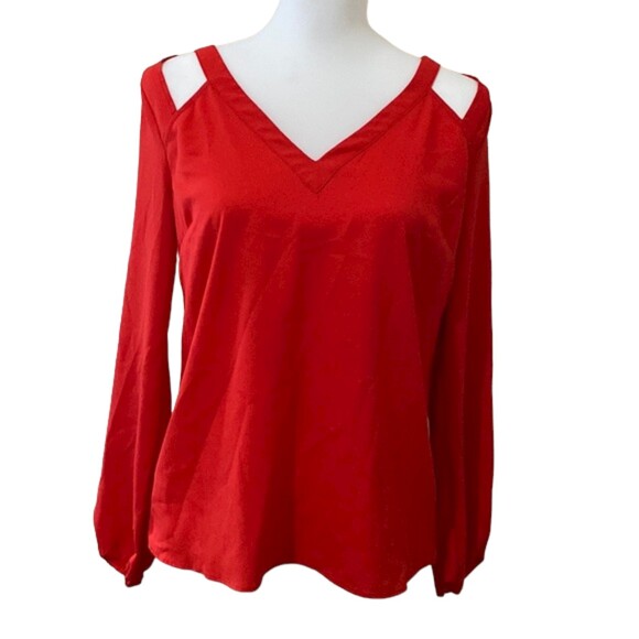 Skies are Blue Long Sleeve Satin Shirt Womens XS Open Back Romantic Career - Picture 1 of 12